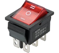 Переключатель клавишный TDM ELECTRIC KCD4-203N 250В AC/DC, 2P, 15А, (6с), ON-OFF-ON, c нейтралью, черный корпус, красная клавиша, LED TDM SQ0703-0051