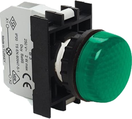 Сигнальная арматура Emas зеленая со светодиодом 12-30 В переменного и постоянного тока CM090XY