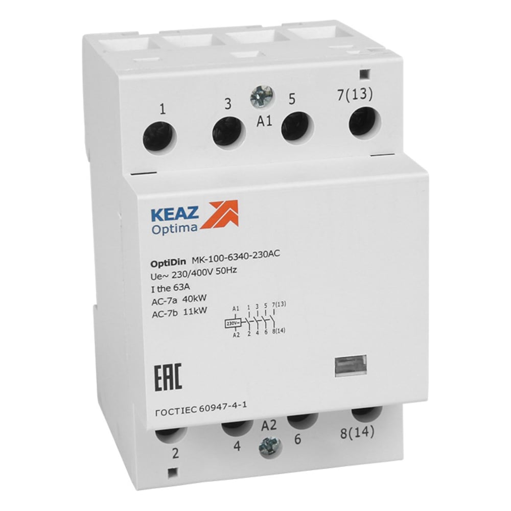 Контактор модульный КЭАЗ OptiDin MK-100-6311-230AC 321183 - выгодная ...