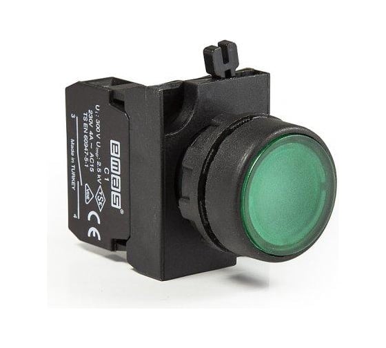 Нажимная кнопка Emas круглая зеленая 1НЗ CP200DY 1