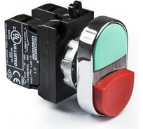 Сдвоенная выступающая кнопка Emas красно-зеленая, 1НО+1НЗ CM CM102K21KY
