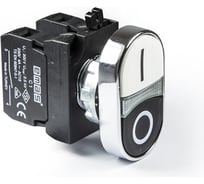 Кнопка Emas сдвоенная, черно-белая, 1НО+1НЗ, CM CM102K20HB