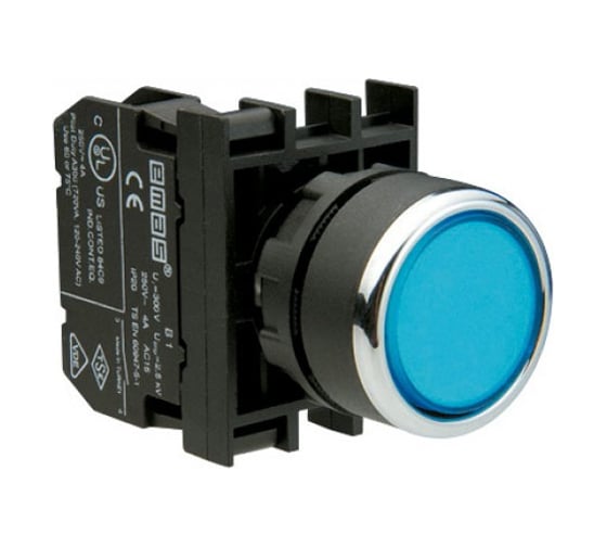 Кнопка с блоком подсветки Emas синяя B131DM 1