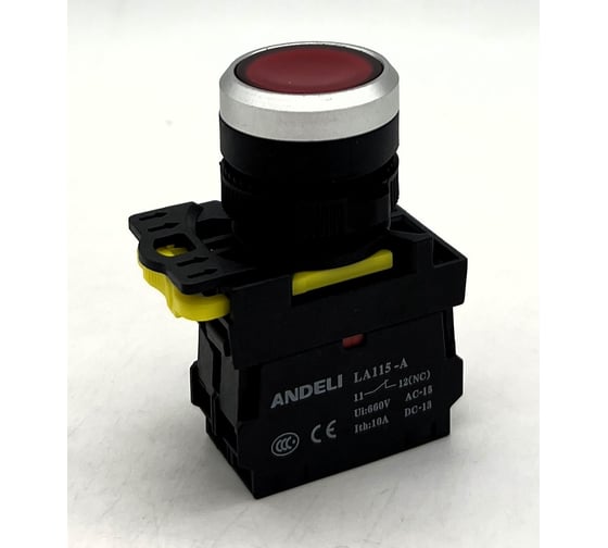 Кнопка ANDELI LA115-A5-01BND 1НЗ красный AC/DC24V (LED) ADL10-256