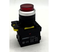 Кнопка ANDELI LA115-A5-01GND/4 1НЗ красный AC220V (LED) ADL10-259