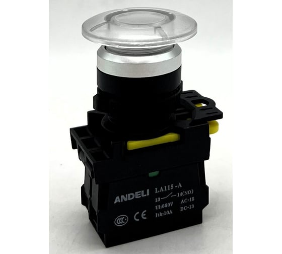 Кнопка ANDELI LA115-A5-10MD/11 белый 1НО AC220V (LED) ADL10-350 1
