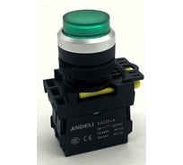 Кнопка ANDELI LA115-A5-10GND/3 1НО зеленый AC220V (LED) ADL10-267
