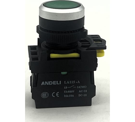 Кнопка ANDELI LA115-A5-10BND 1НО зеленый AC/DC24V (LED) ADL10-261 1