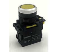 Кнопка ANDELI LA115-A5-10BND/5 желтый 1NO AC220V LED подсветка артикул ADL10-264