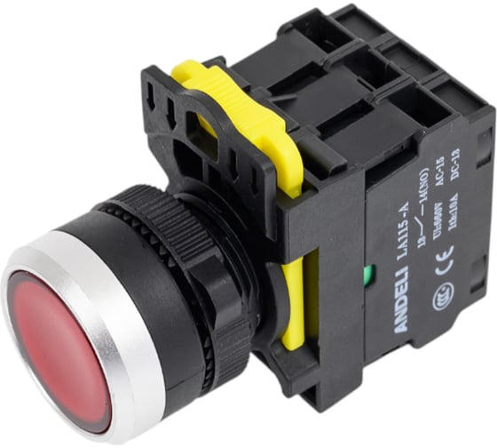 Кнопка ANDELI LA115-A5-11BND/4 красный 1НО+1НЗ AC220V (LED) ADL10-274 1