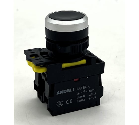 Кнопка ANDELI LA115-A5-11BN/2 черный 1НО+1НЗ ADL10-311 1