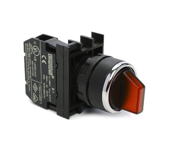 Переключатель Emas 2-0-1 с фиксацией красный НЗ+НО B102SL30K