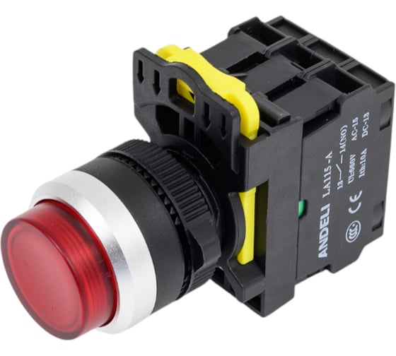 Кнопка ANDELI LA115-A5-11GND/4 красный 1НО+1НЗ AC220V (LED) ADL10-279 1
