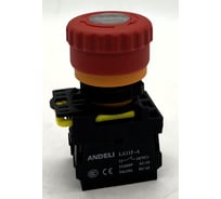 Кнопка ANDELI LA115-A5-11ZF/14 Грибок красный 1НО+1НЗ (LED) ADL10-357