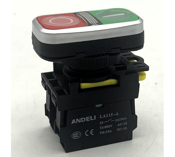 Кнопка ANDELI LA115-A5-11R1 Пуск-стоп 1НО+1НЗ AC220V ADL10-358 1
