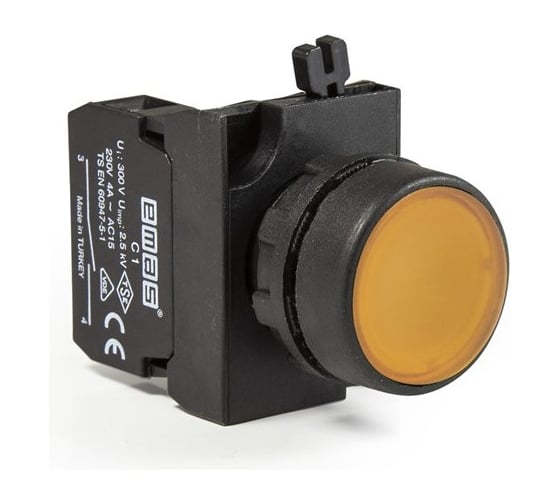 Кнопка с подсветкой-светодиод Emas желтая 1НО CP180DS 1