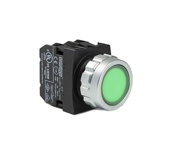 Нажимная кнопка Emas серии H, установочный 30 мм, 1НЗ, зелёная H200DY 1