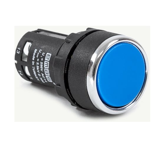 Нажимная кнопка Emas моноблочная синяя 22 мм, IP 40, 1НЗ MB200DM 1