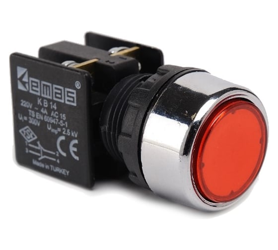 Кнопка Emas красная 1НО+1НЗ KB14DK 1