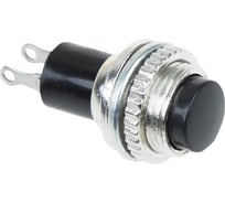 Выключатель-кнопка REXANT 220В, 2А, (2с), OFF-(ON), d10.2, черная, металл, Mini (RWD-213), 10 шт. 36-3330