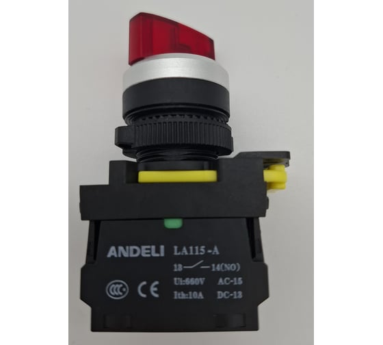 Переключатель ANDELI LA115-A5-20XD/314 красный AC220V (LED) 2НО ADL10-244