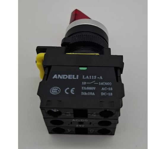 Переключатель ANDELI LA115-A5-20XD/314 красный AC/DC24V (LED) 2НО ADL10-245