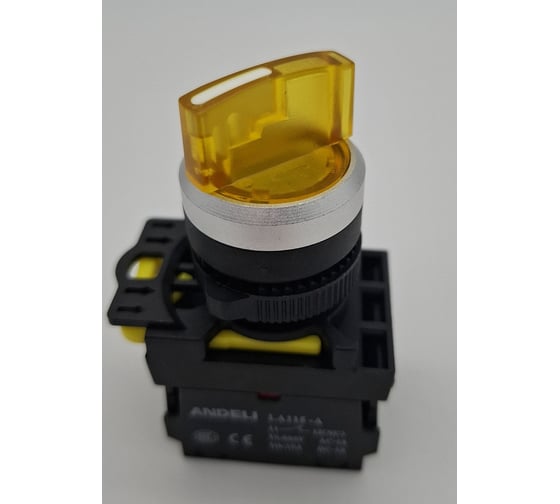 Переключатель ANDELI LA115-A5-11XD/215 желтый 1НО+1НЗ AC220V (LED)  ADL10-226