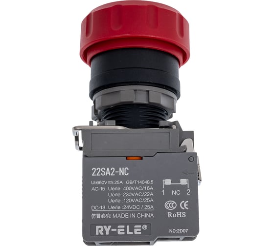 Аварийная грибовидная кнопка CONTA, 1NС TA22SAM1-MZ/PC/ZZ/NC 00-00012405