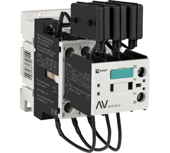 Контактор для конденсатора EKF КМЭК 10 кВАр 230В 1NО 1NC AVERES ctrk-s-14-10-230-av 1