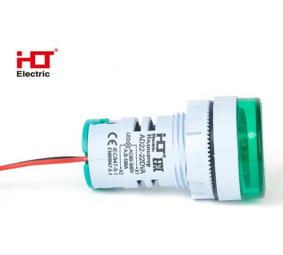 Индикатор значения тока и напряжения HLT AD-22 (LED) d22мм зеленый IP54 085-06-260