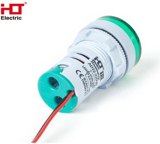 Индикатор значения тока и напряжения HLT AD-22 (LED) d22мм зеленый IP54 085-06-260