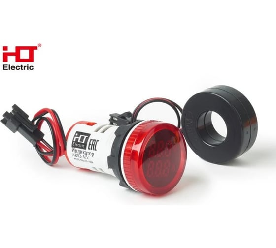 Индикатор значения тока и напряжения HLT AD-22 (LED) d22мм красный IP54 085-06-259 1