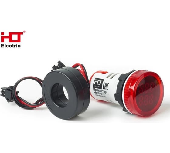 Индикатор значения тока и напряжения HLT AD-22 (LED) d22мм красный IP54 085-06-259