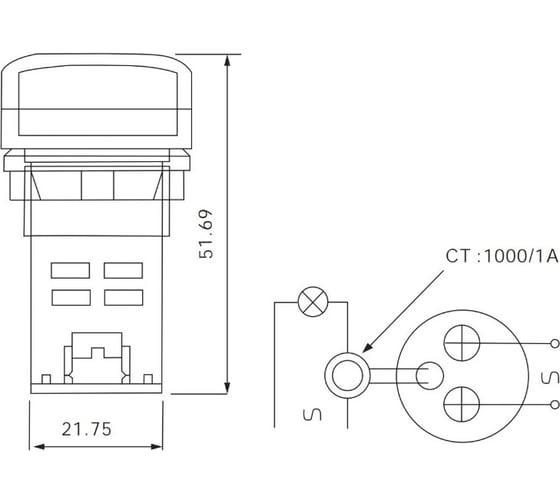 Индикатор значения тока и напряжения HLT AD-22 (LED) d22мм красный IP54 085-06-259