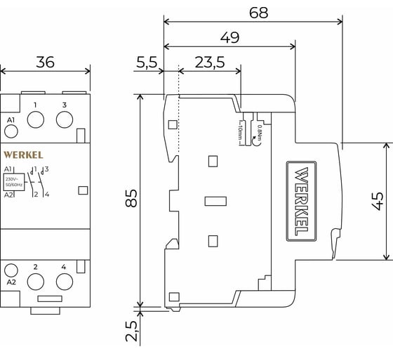 Контактор модульный WERKEL 63 A 2NO (2 мод.) a069476