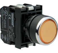 Нажимная кнопка Emas круглая, жёлтая, с фиксацией, 1НО+1НЗ, серия B, 250В AC, 4А, 10шт. B102FS