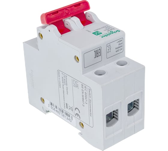 Модульный выключатель нагрузки Systeme Electric EASY9 рубильник 2 полюса 63А 400В =S= EZ9S16263
