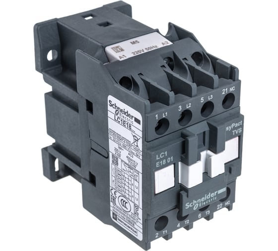 Контактор Systeme Electric 3 полюса 18А 1НЗ 220В AC TeSys E LC1E1801M5 1