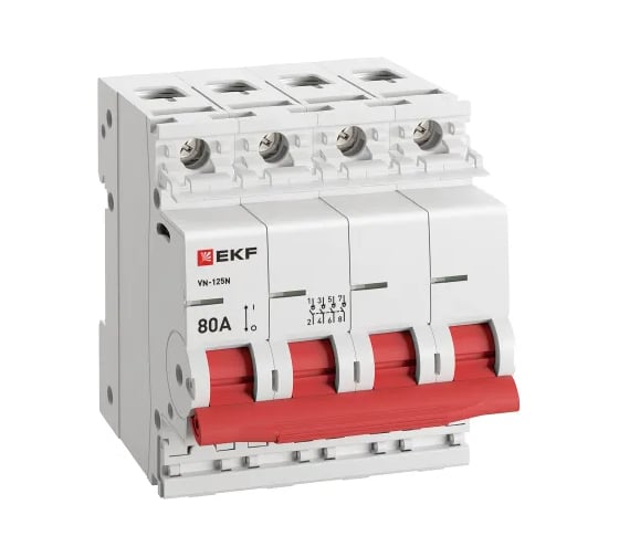 Выключатель нагрузки EKF ВН-125N 4Р 80А PROXIMA S1254080