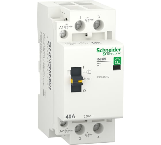 Модульный контактор Systeme Electric RESI9 1P+N 40А 2НО 230/250В АС 50Гц R9C20240 1