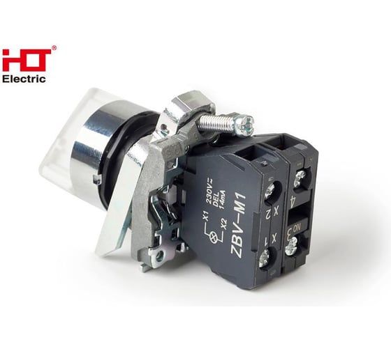 Переключатель HLT XB4-BK2161 на 2 положения белый с подсветкой с фиксацией 1NO, 220V AC/DC, IP65 (20шт./уп.) 085-14-225