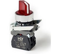 Переключатель HLT XB4-BК3465 на 3 положения красный с подсветкой с фиксацией 1NO+1NC, 24V AC/DC, IP65 (20шт./уп.) 085-14-234