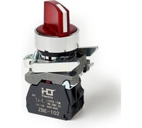 Переключатель HLT XB4-BК3465 на 3 положения красный с подсветкой с фиксацией 1NO+1NC, 220V AC/DC, IP65 (20шт./уп.) 085-14-235