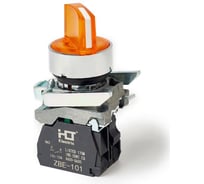 Переключатель HLT XB4-BК3565 на 3 положения желтый с подсветкой с фиксацией 1NO+1NC, 24V AC/DC, IP65 (20шт./уп.) 085-14-242