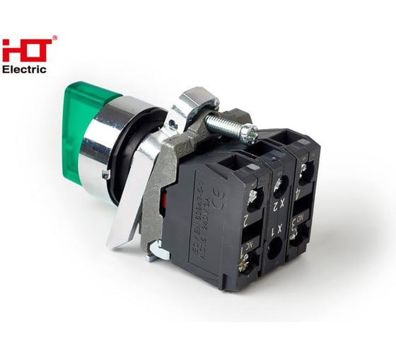 Переключатель HLT XB4-BK3365 на 3 положения зеленый с подсветкой с фиксацией 1NO+1NC, 24V AC/DC, IP65 (20шт./уп.) 085-14-230