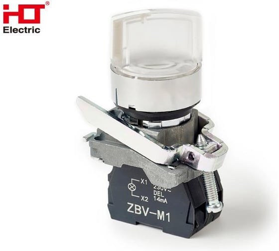 Переключатель HLT XB4-BK3165 на 3 положения белыйс подсветкой с фиксацией 1NO+1NC, 24V AC/DC, IP65 (20шт./уп.) 085-14-226