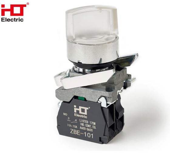 Переключатель HLT XB4-BK3165 на 3 положения белыйс подсветкой с фиксацией 1NO+1NC, 24V AC/DC, IP65 (20шт./уп.) 085-14-226