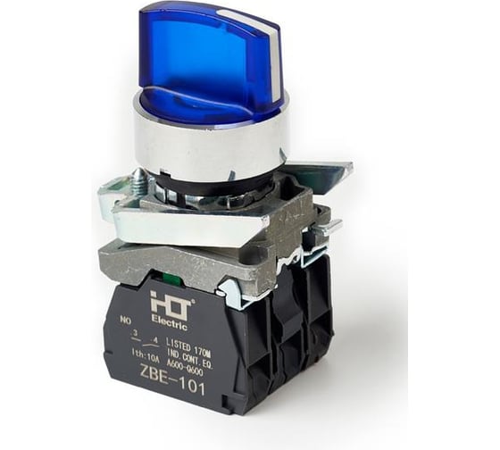 Переключатель HLT XB4-BК3665 на 3 положения синий с подсветкой с фиксацией 1NO+1NC, 220V AC/DC, IP65 (20шт./уп.) 085-14-239 1