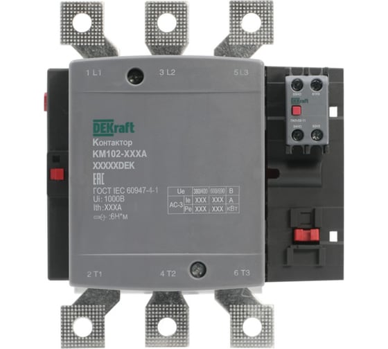 Контактор Dekraft 225А 110В_АС АС3_ АС4 1НО+1НЗ КМ-102 21954DEK 1