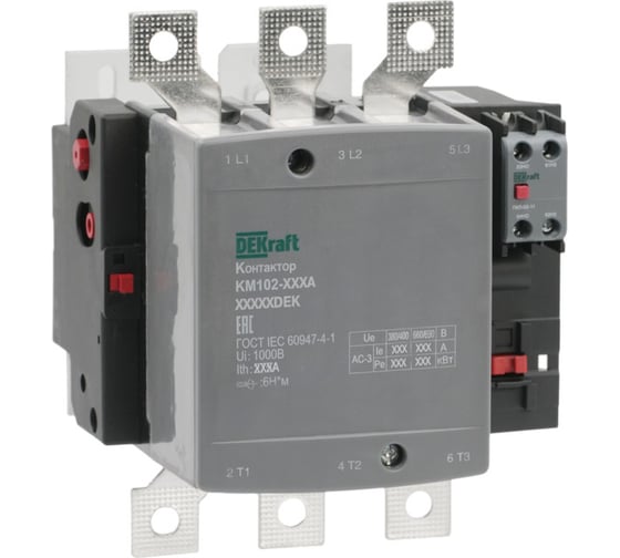 Контактор Dekraft 225А 110В_АС АС3_ АС4 1НО+1НЗ КМ-102 21954DEK